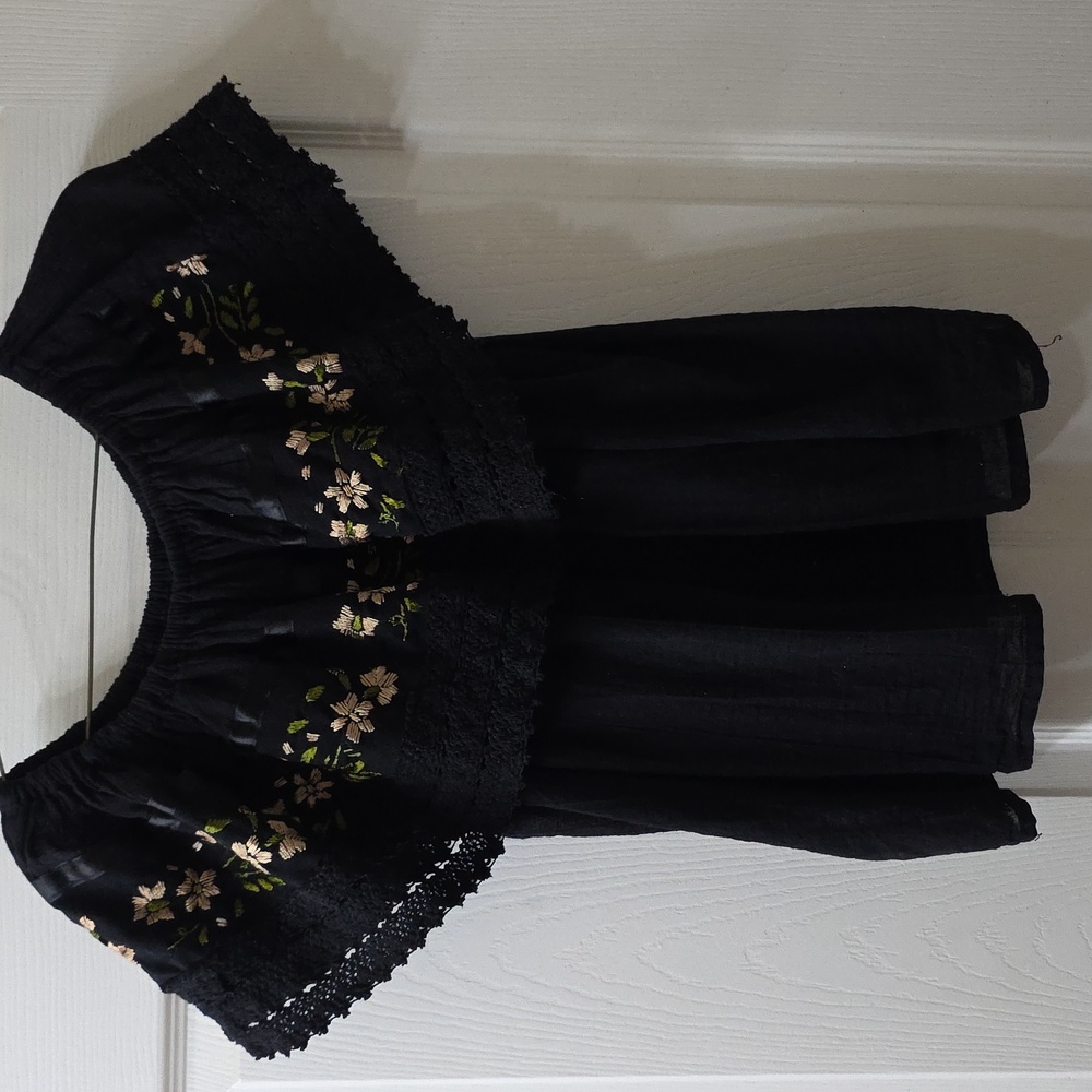 Embroidered Black Women's Top